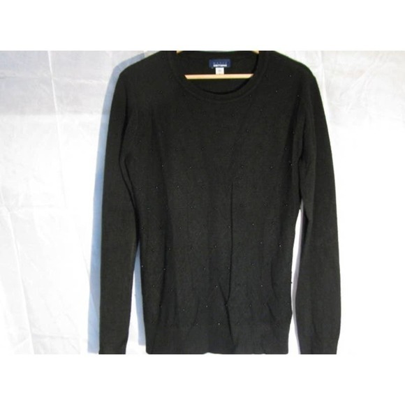 Basic Editions Black Sweater, SZ  Medium, Sequins in diamond design. Long Sleeve - Picture 1 of 7